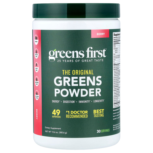 Greens First, порошок из зелени, с ягодным вкусом, 300,6 г (10,6 унции)