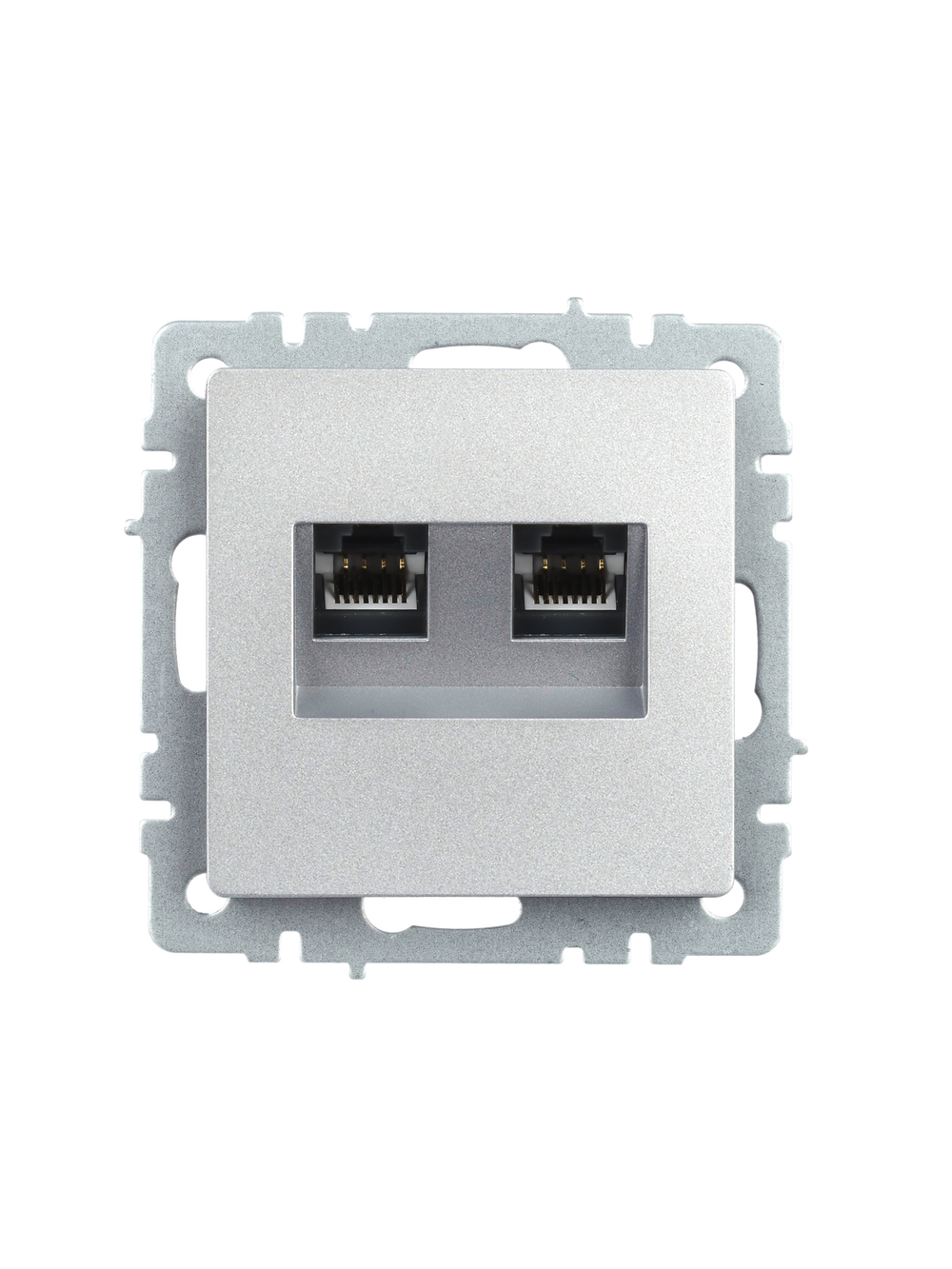 BRITE Розетка двойная RJ11+RJ45 кат.5E РК/Т12-БрА алюминий IEK