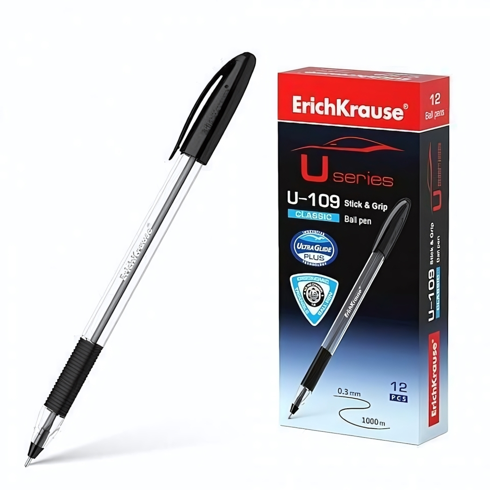 Ручка шариковая U-109 Classic Stick&Grip 1.0, Ultra Glide Technology, черный (ErichKrause)