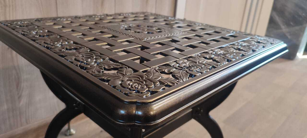 Стол квадратный из литого алюминия Белград «Belgrade» бронза 6365-1