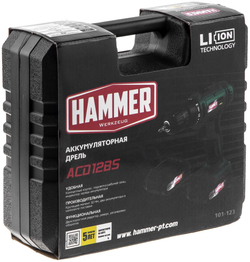 Аккум.дрель Hammer Flex ACD12BS  12В 2АКБx2Ач 10мм 0-350/0-1350об/мин 32Нм в кейсе быстр зарядка