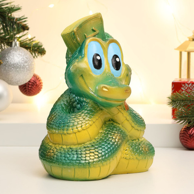 Копилка "Змея с пачкой денег" зеленая, 20 см