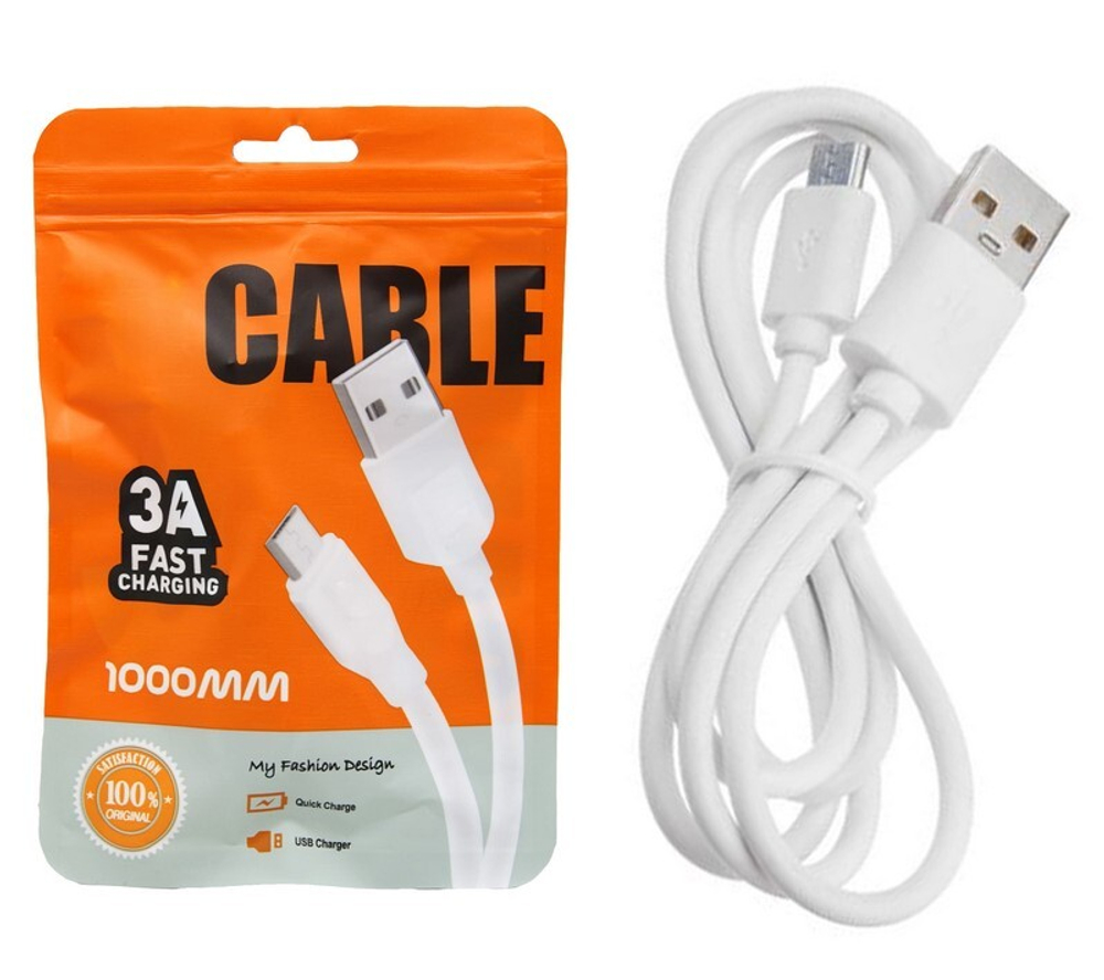 Кабель USB - Micro MI (белый) 1м