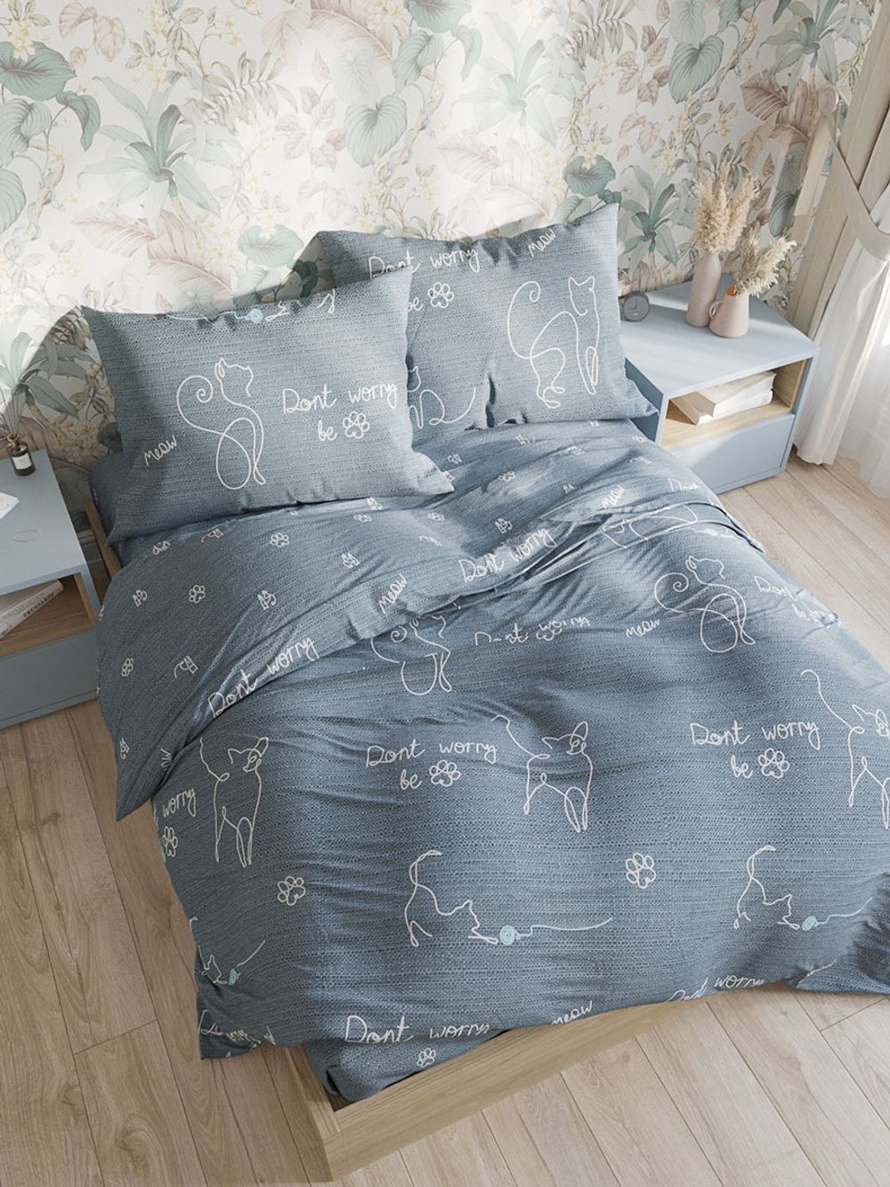 Простынь на резинке поплин Сказка "Феликс" 140x200 см