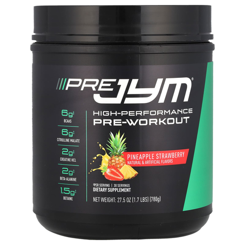 JYM Supplement Science, Pre JYM, High Performance Pre-Workout, ананас и клубника, 1,7 фунта (780 г)