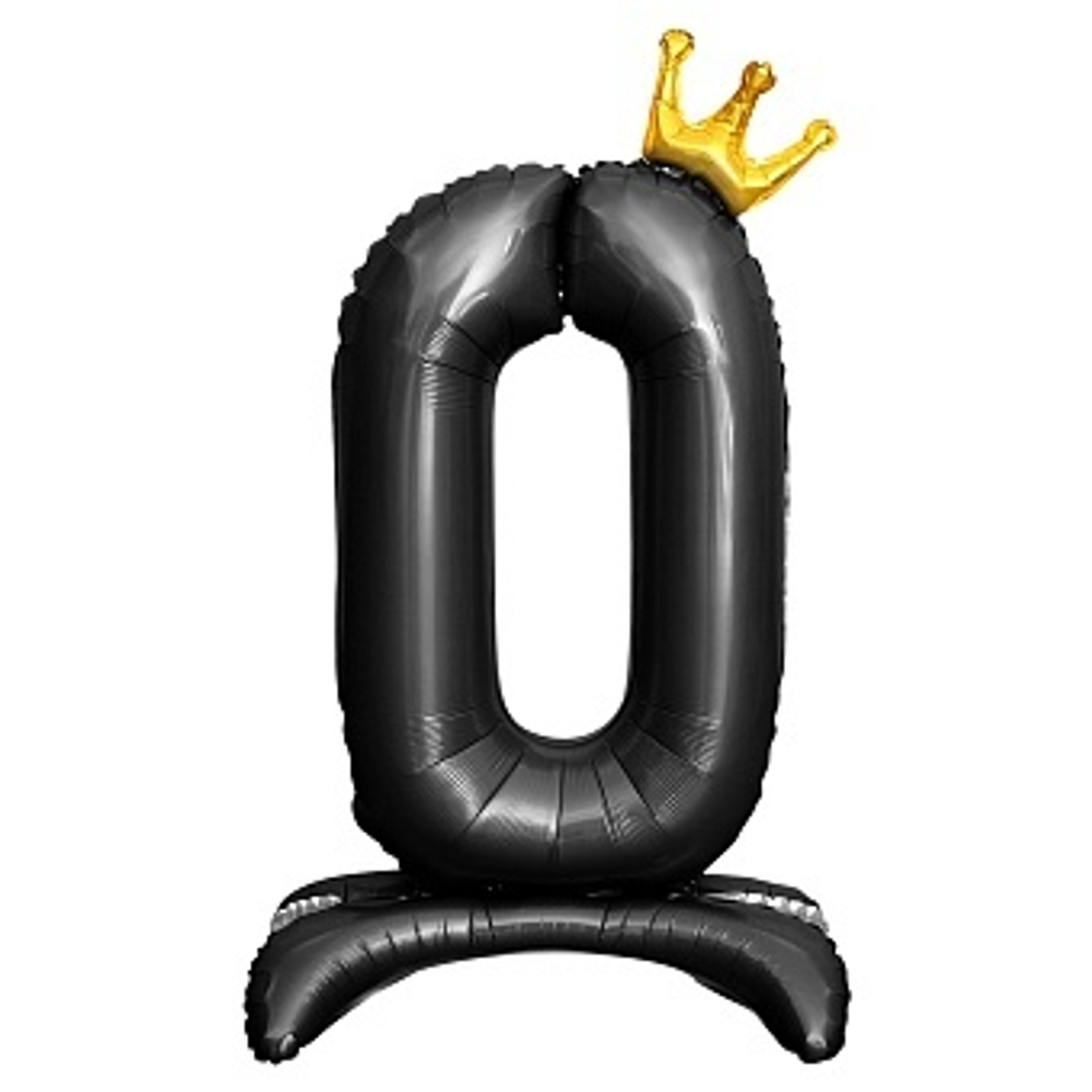 К Цифра 0 Золотая корона на подставке Черный 32''/81 см.