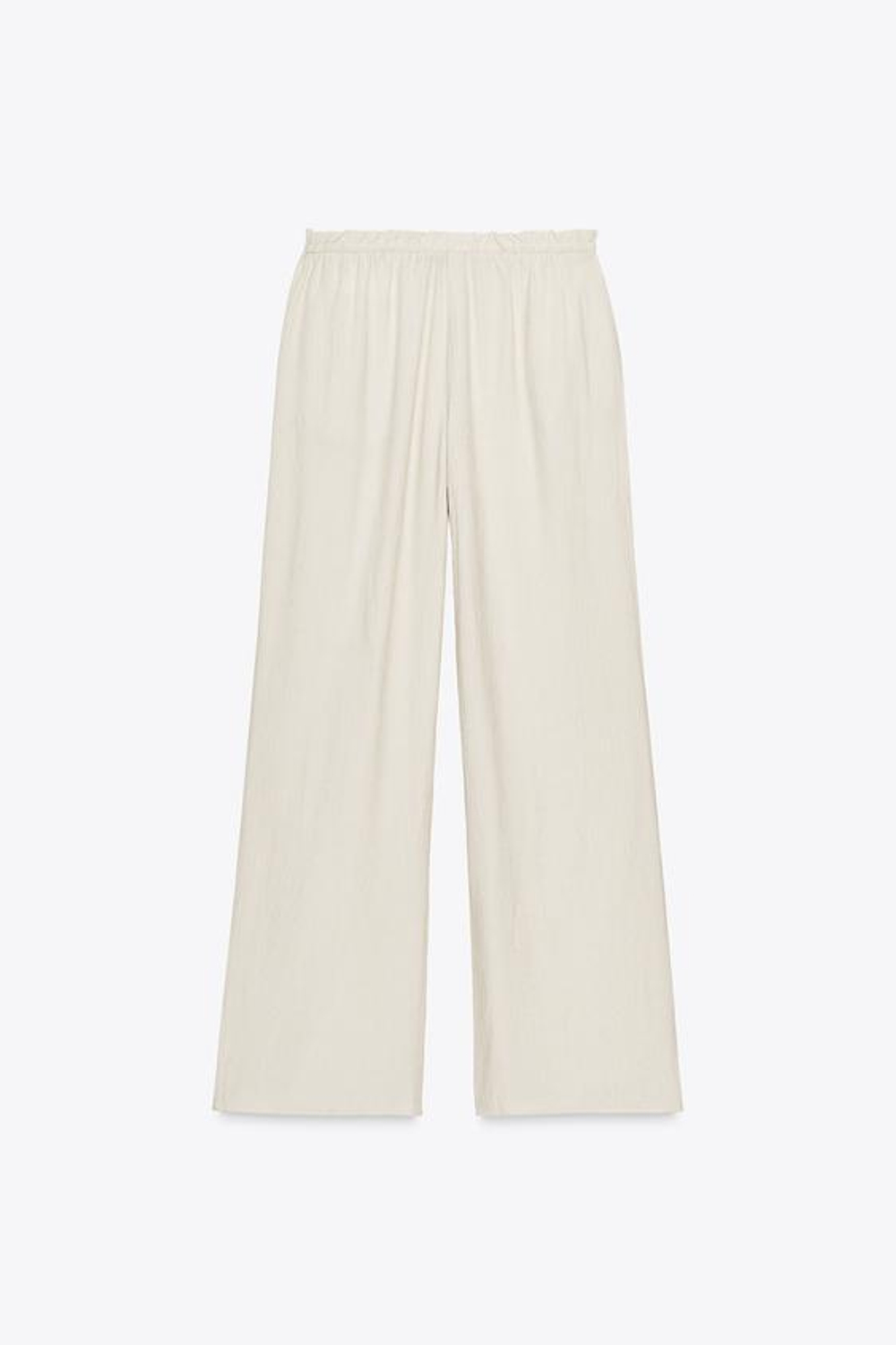 ZARA БРЮКИ ИЗ ТКАНИ С РЕЛЬЕФНЫМ УЗОРОМ, ЦВЕТ СЛОНОВОЙ КОСТИ