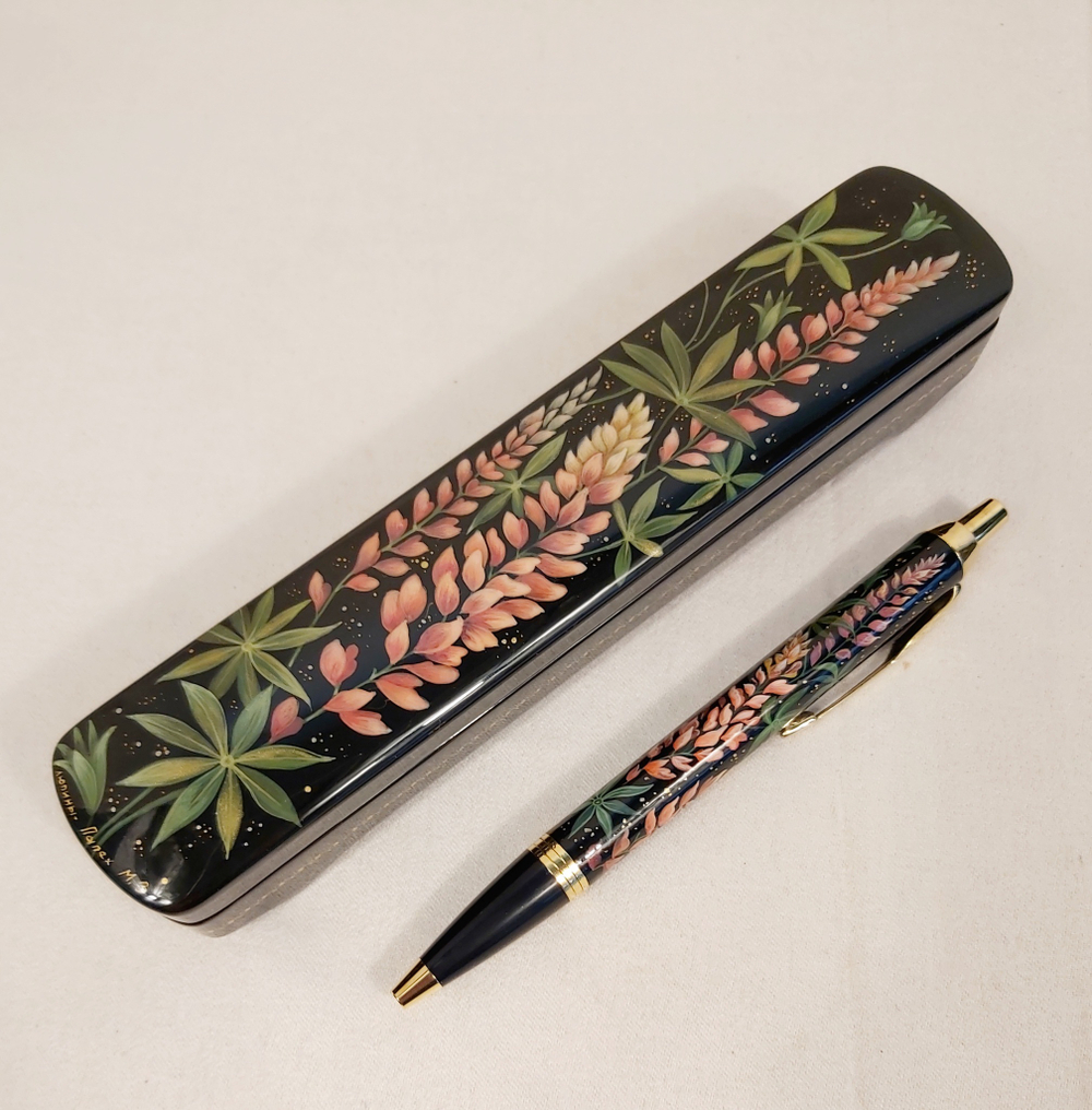 Ручка расписная  Паркер в шкатулке "Люпины"