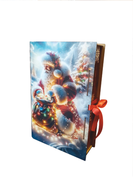 Деревянная Новогодняя упаковка,Книга Дед Мороз