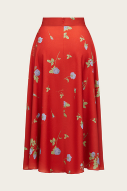Красная юбка-миди с цветочным принтом "Фелиция"