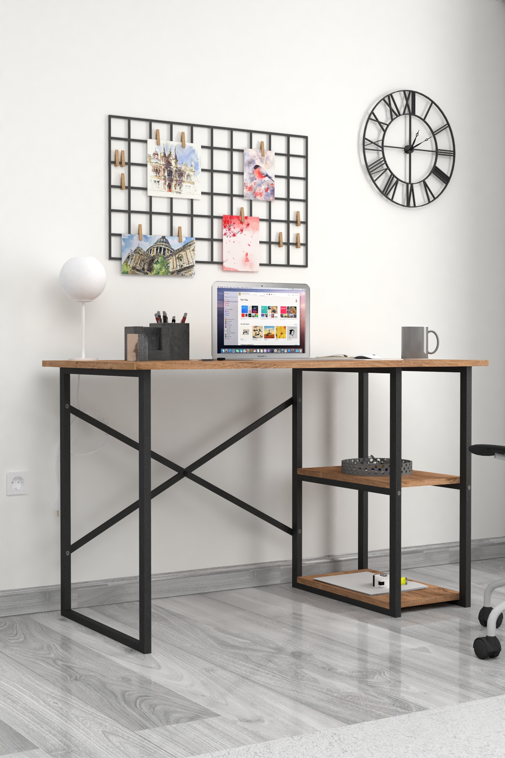 Стол рабочий с 2 полками 120х60 - сосна