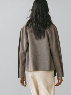 Massimo Dutti Короткая куртка из смесового льна, кротово-коричневый