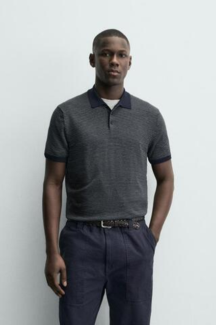 ZARA ПОЛО ИЗ ТРИКОТАЖА КЛАССИЧЕСКОГО КРОЯ, ПОЛОСКИ