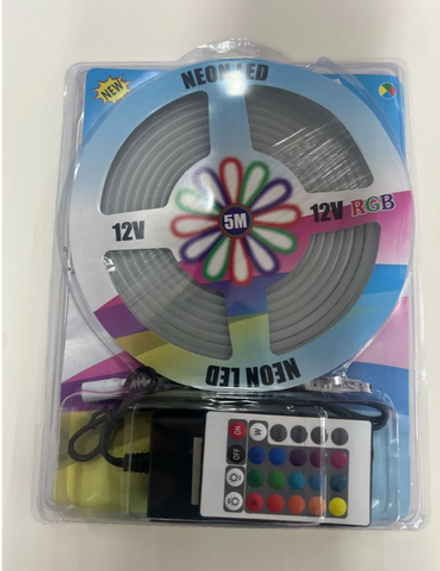 Светодиодная лента - НЕОН 12В 6*12мм RGB с блоком питания и пeльтом 5-метров