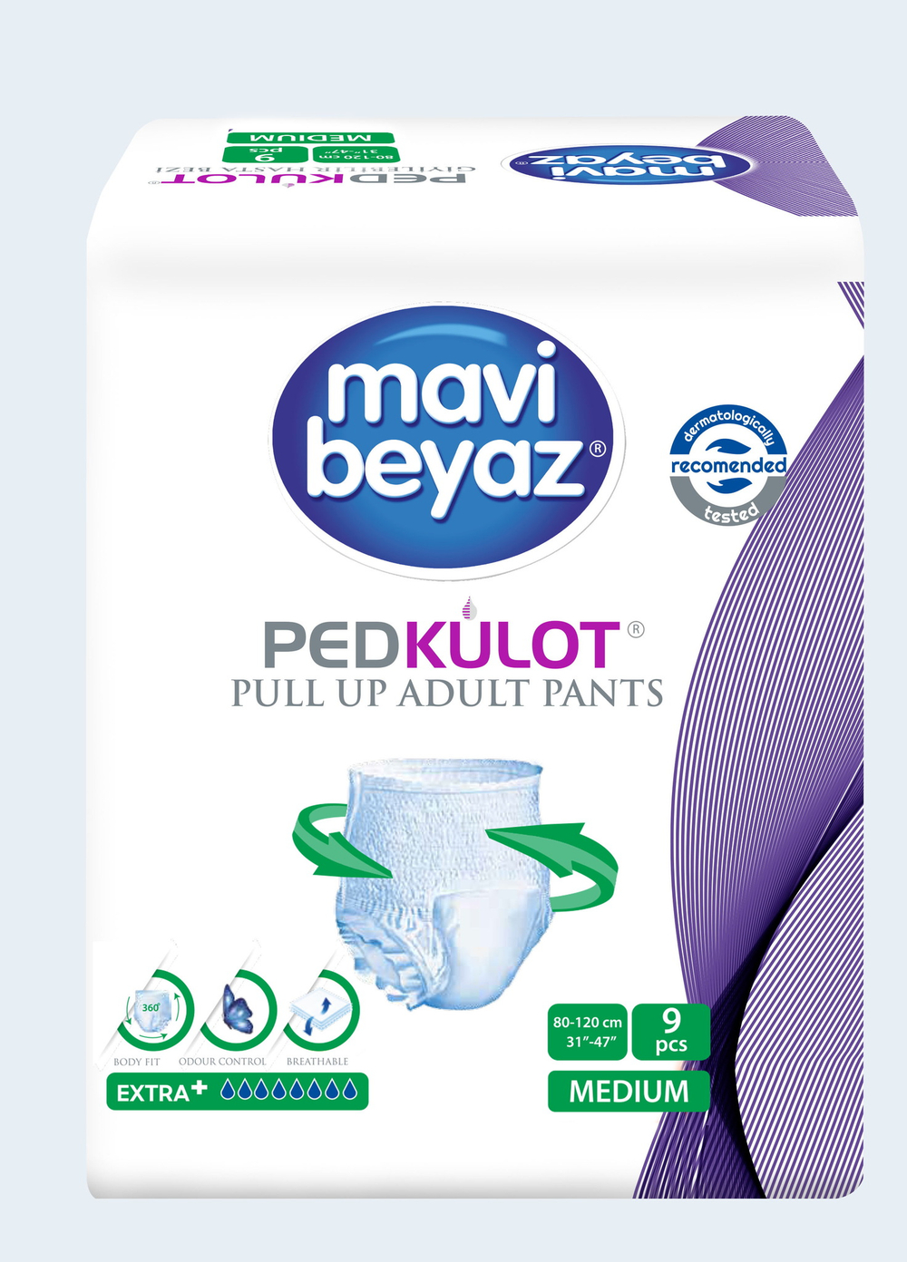 Подгузники-трусики для взрослых MAVI BEYAZ - р.M (80-120 см)/9шт.