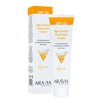 Солнцезащитный анти-возрастной крем для лица SPF50 Aravia Professional Age Control Sunscreen Cream 100мл