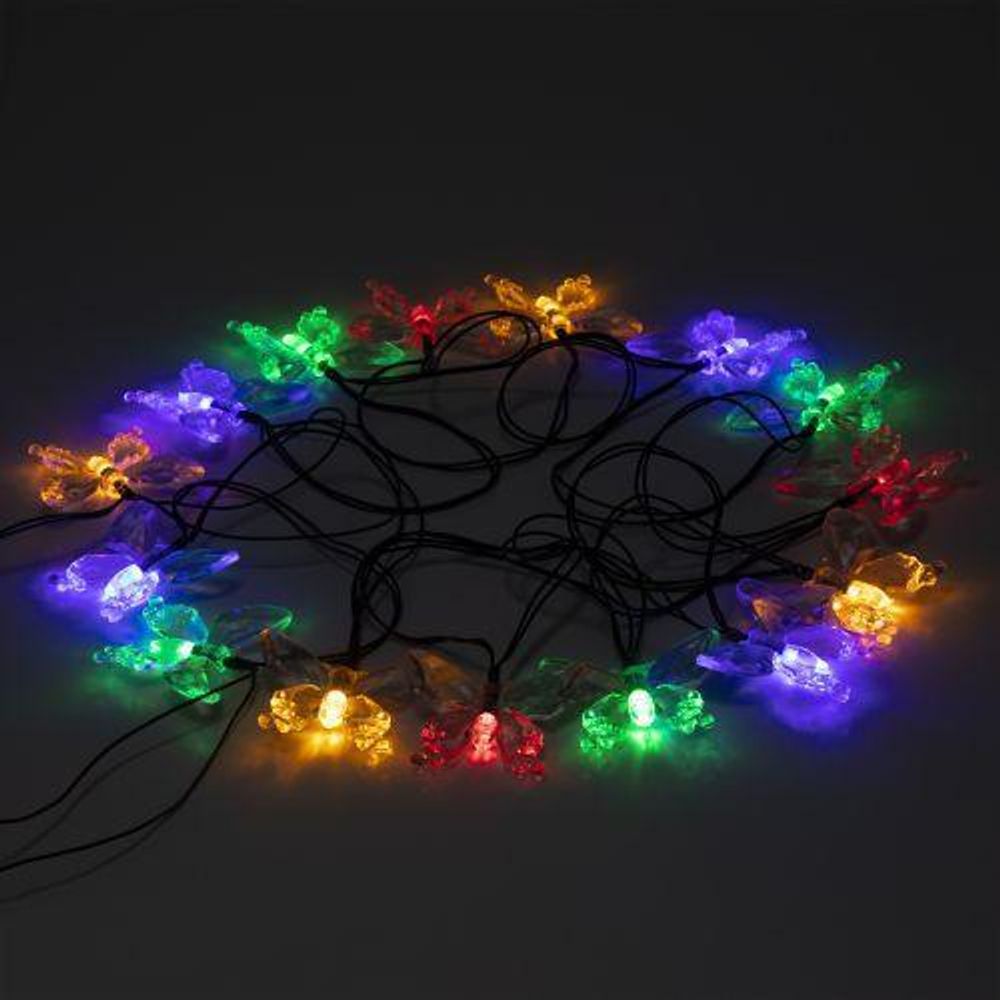 Гирлянда светодиодная садовая "Бабочки" 5.8м 20LED на солнечной батарее ERASF22-15 ЭРА Б0053364
