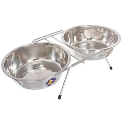 Миски металлические 2 шт на подставке «ЛЮБИМЫЙ БРО», (пакет)