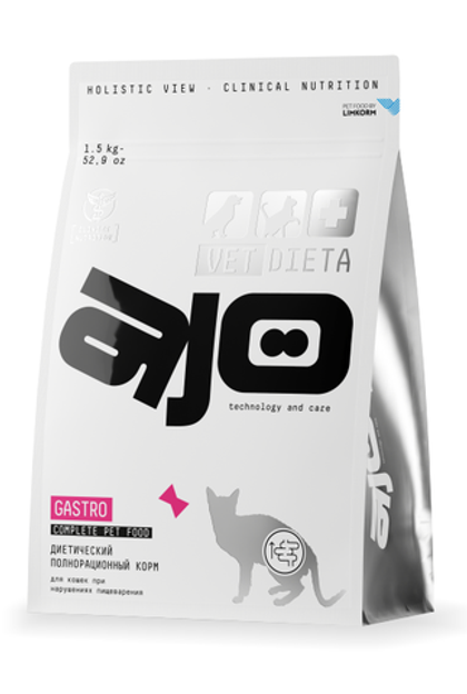 AJO VET DIETA GASTRO Сухой диетический корм для кошек при нарушениях пищеварения, 1,5 кг
