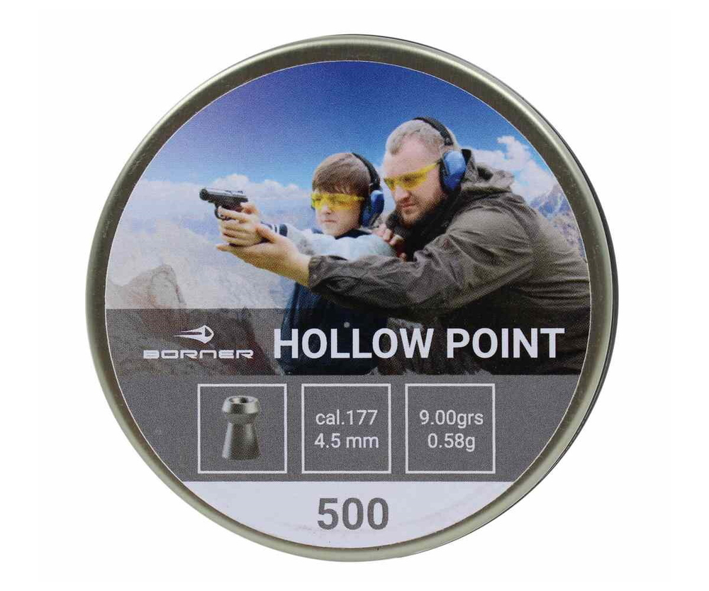 Пули Borner "Hollow Point", кал. 4,5 (400 шт.) 0,58гр.