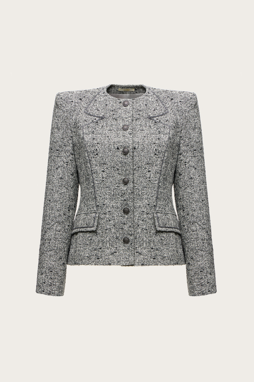 ЖАКЕТ ИЗ СЕРОГО ШЕРСТЯНОГО ТВИДА