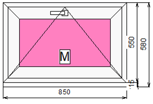 Пластиковое окно 550 х850 фрамуга (форточка) ТермА Эко + Москитная сетка
