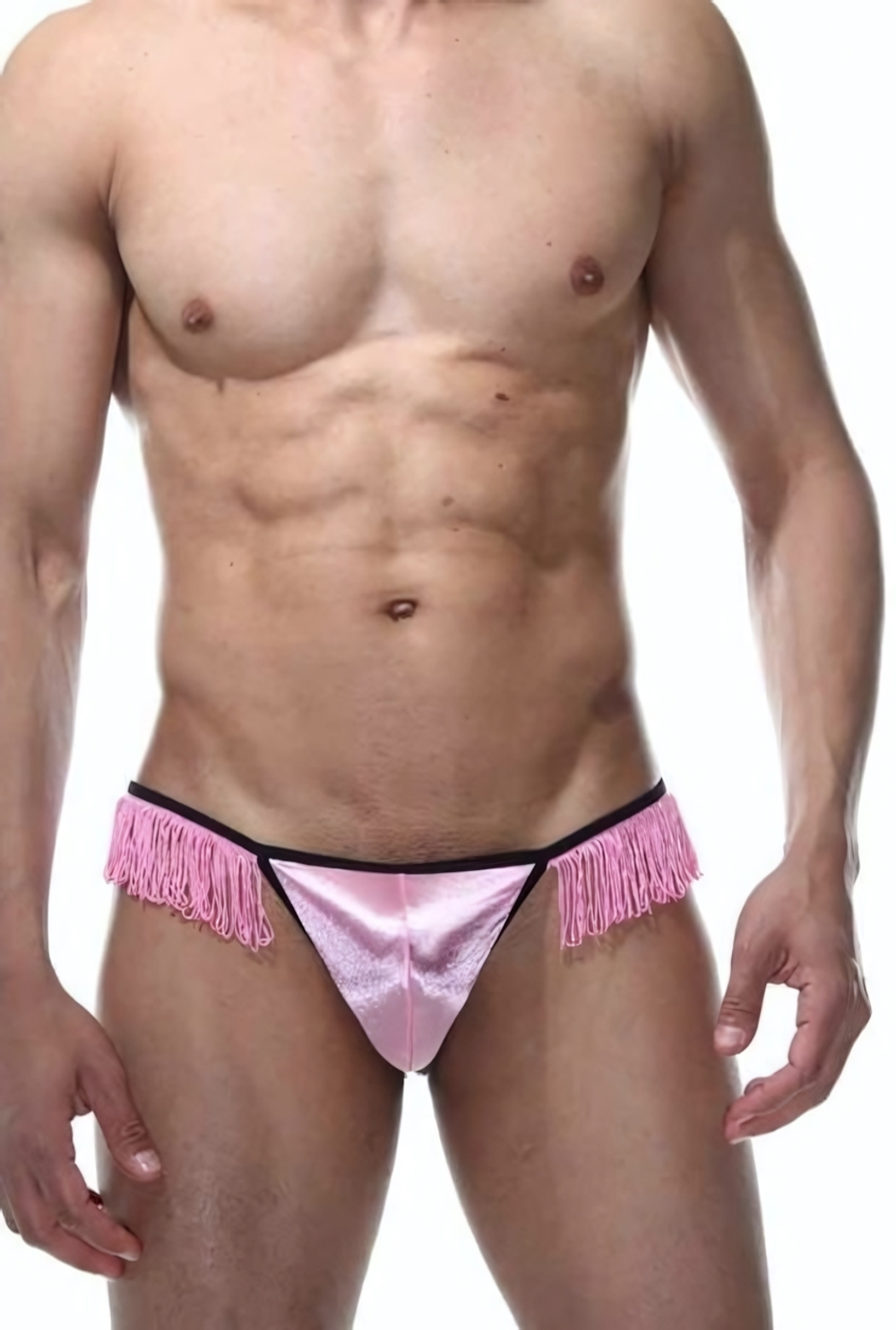 Пикантные мужские стринги с бахромой (Размер: L-XL) (Цвет: розовый)