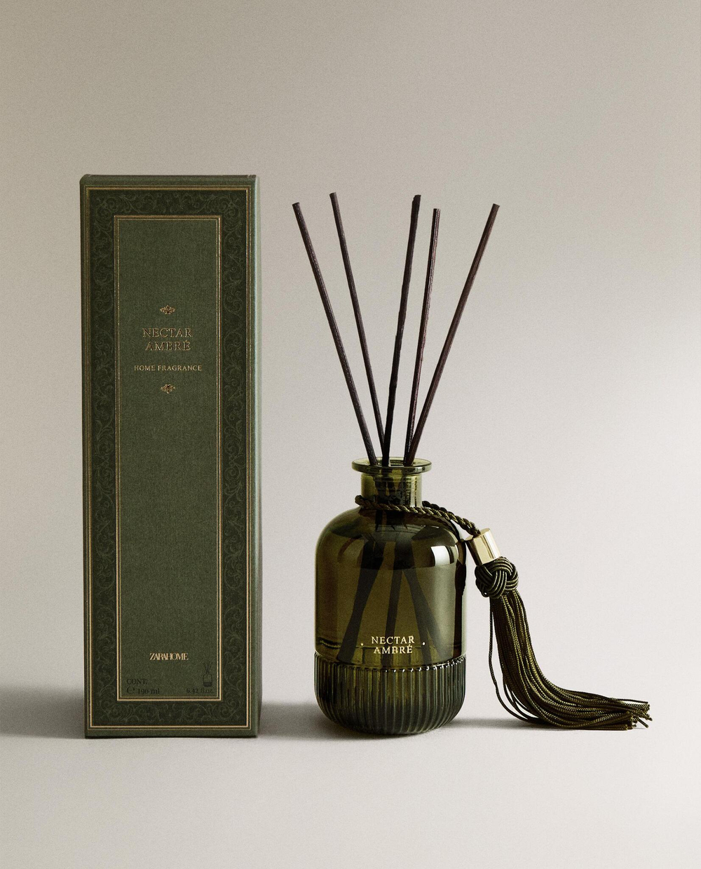 Zara Home NECTAR AMBRÉ REED DIFFUSERS — ароматический диффузор с тростниковыми палочками, Нектар Амбре, 190 мл