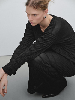 Massimo Dutti Длинная юбка со сборкой, черный