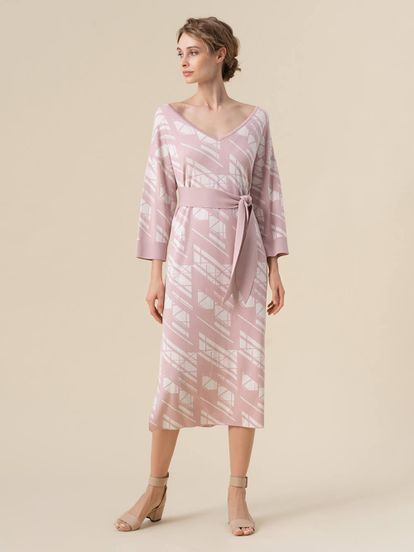 Женское платье светло-розового цвета из шелка и вискозы - фото 2