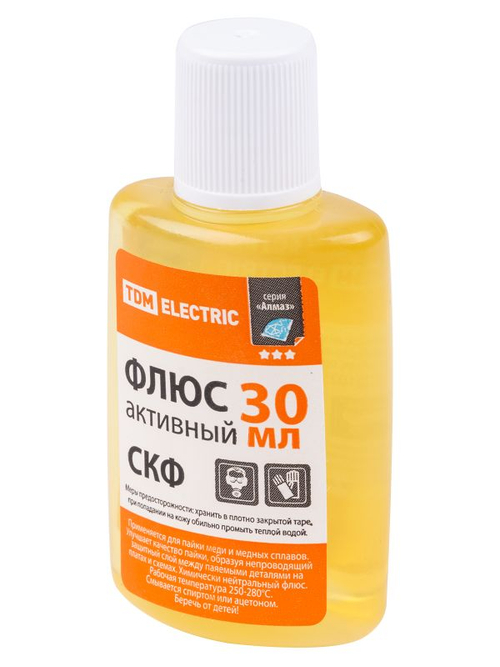Флюс активный СКФ, спирто-канифольный, 30 мл, серия "Алмаз" TDM