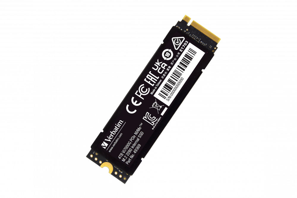 Внутренний накопитель Verbatim VI7000G SSD PCIe NVMe 4TB, R/W 7000/6500 МБ/с