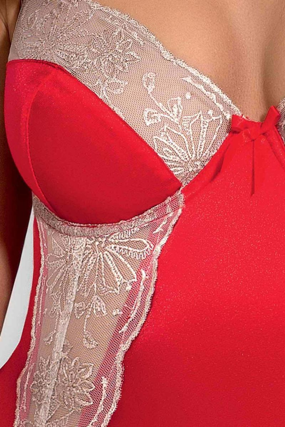 Обворожительный корсаж с нежным кружевом Loraine (Размер: XXL-XXXL) (Цвет: красный)