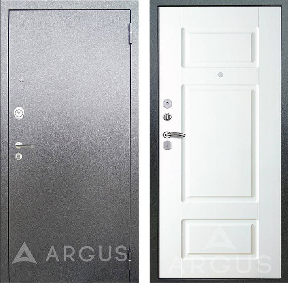 Входная дверь  Аргус Люкс 3К Ниагара белое дерево /  Антик серебро