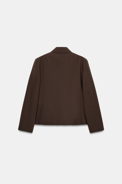 ZARA ДВУБОРТНЫЙ БЛЕЙЗЕР С ВОРОТНИКОМ С ЛАЦКАНАМИ, КОРИЧНЕВЫЙ