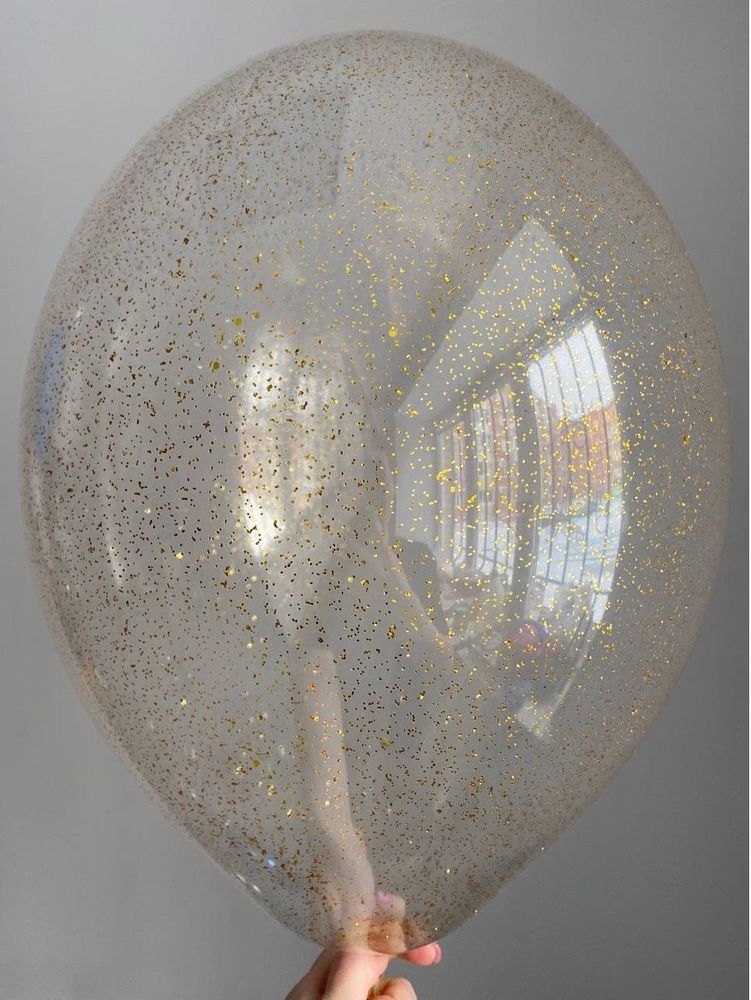 Воздушный шар с наполнением конфетти мелкое золото/шампань ПАЛИТРА №4426
