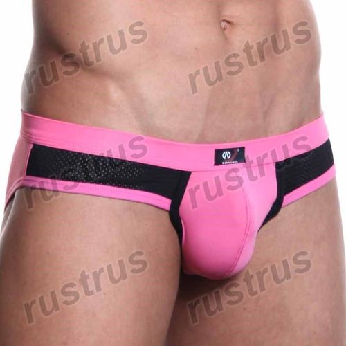 Мужские трусы брифы розовые с черными вставками WANGJIANG WG00035