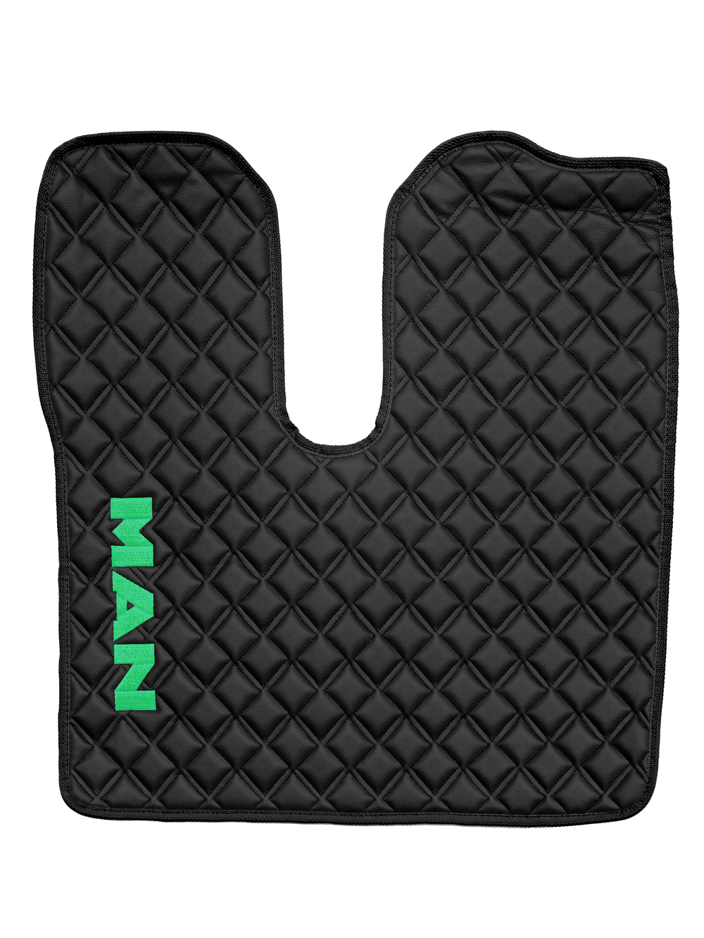 Ковры MAN TGX (автомат, механика) (экокожа, черный, черный кант, зеленая вышивка)