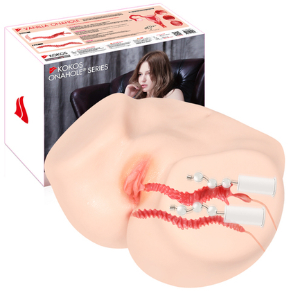 Kokos Vanilla Onahole Real Vagina - Мастурбатор полуторс с двойным слоем материала, с вибрацией