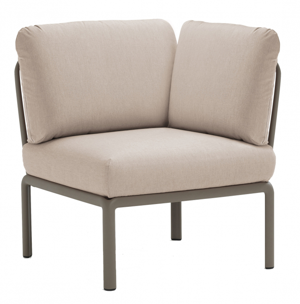 Модуль угловой пластиковый с подушками Nardi Komodo Elemento Angolo, тортора, холст