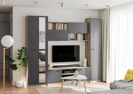 Гостиная Герда (дуб крафт серый/серый графит), Интерьер Центр, г.Пенза