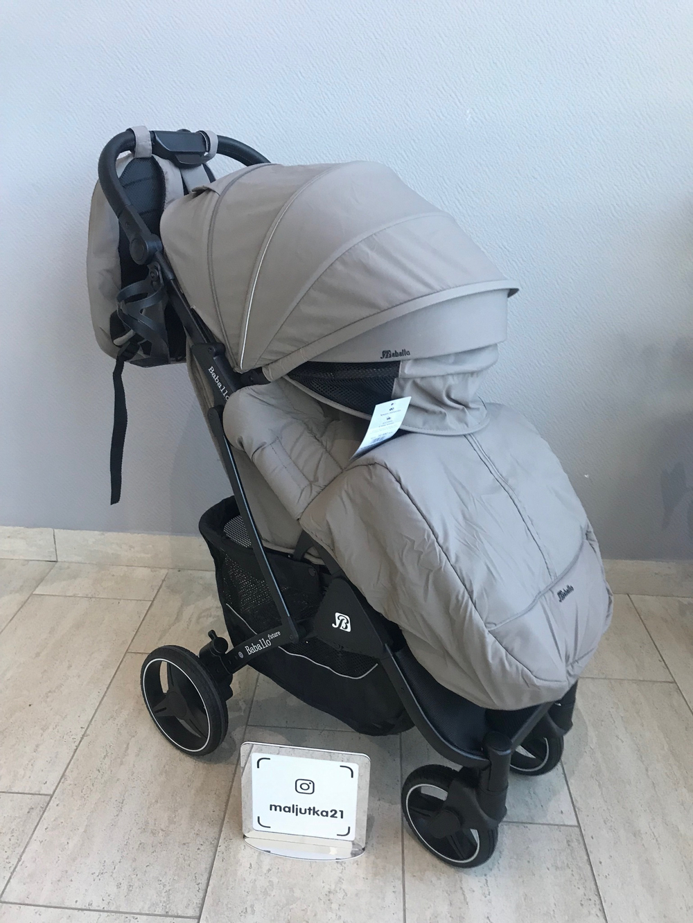 Коляска прогулочная Babalo 2024 Коричневый текстиль на черной раме