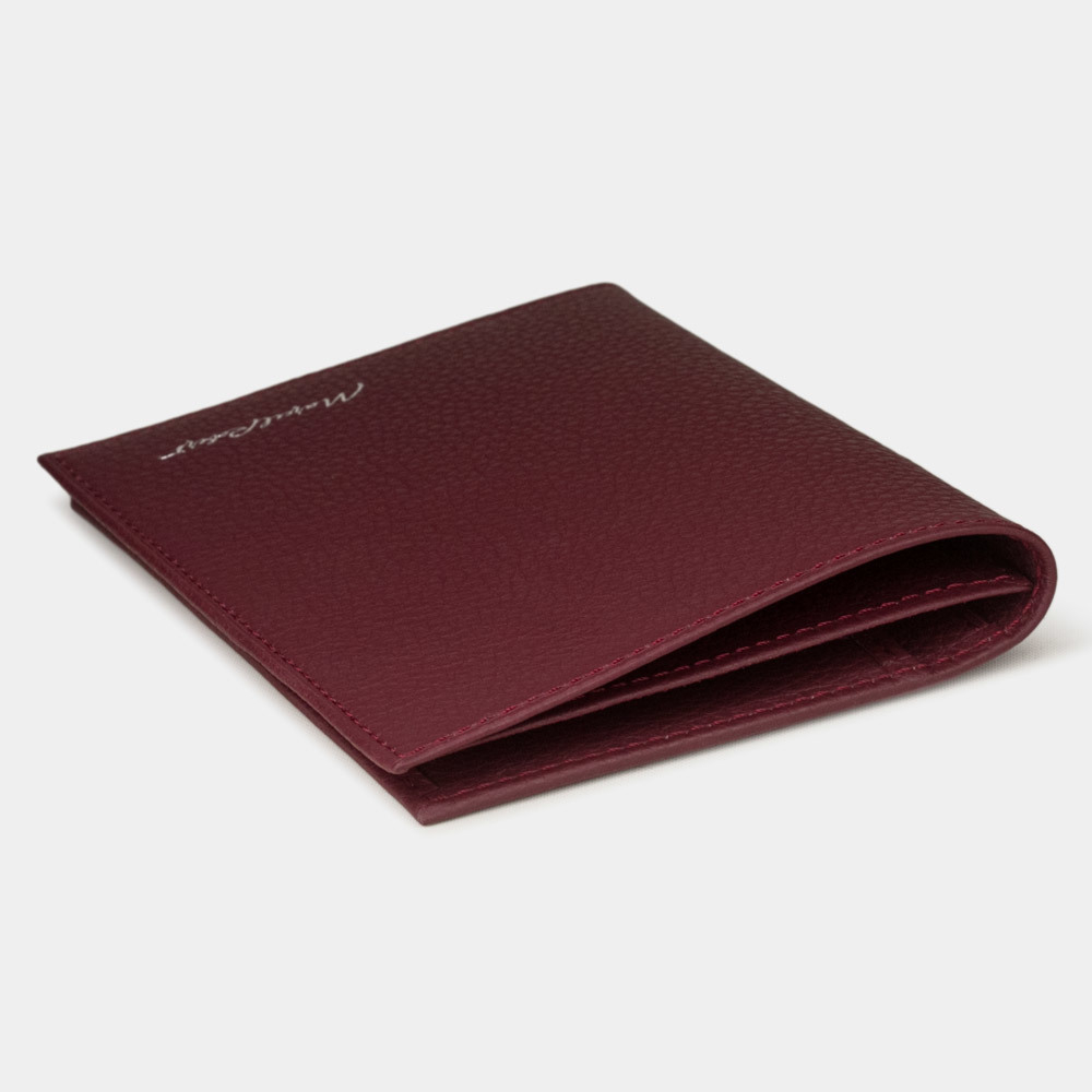 Кожаная обложка для паспорта и автодокументов, теленок бордового цвета