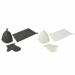 Набор банный ЭКОНОМ 3 предмета (шапка, коврик, рукавица) в пакете, войлок белый/серый