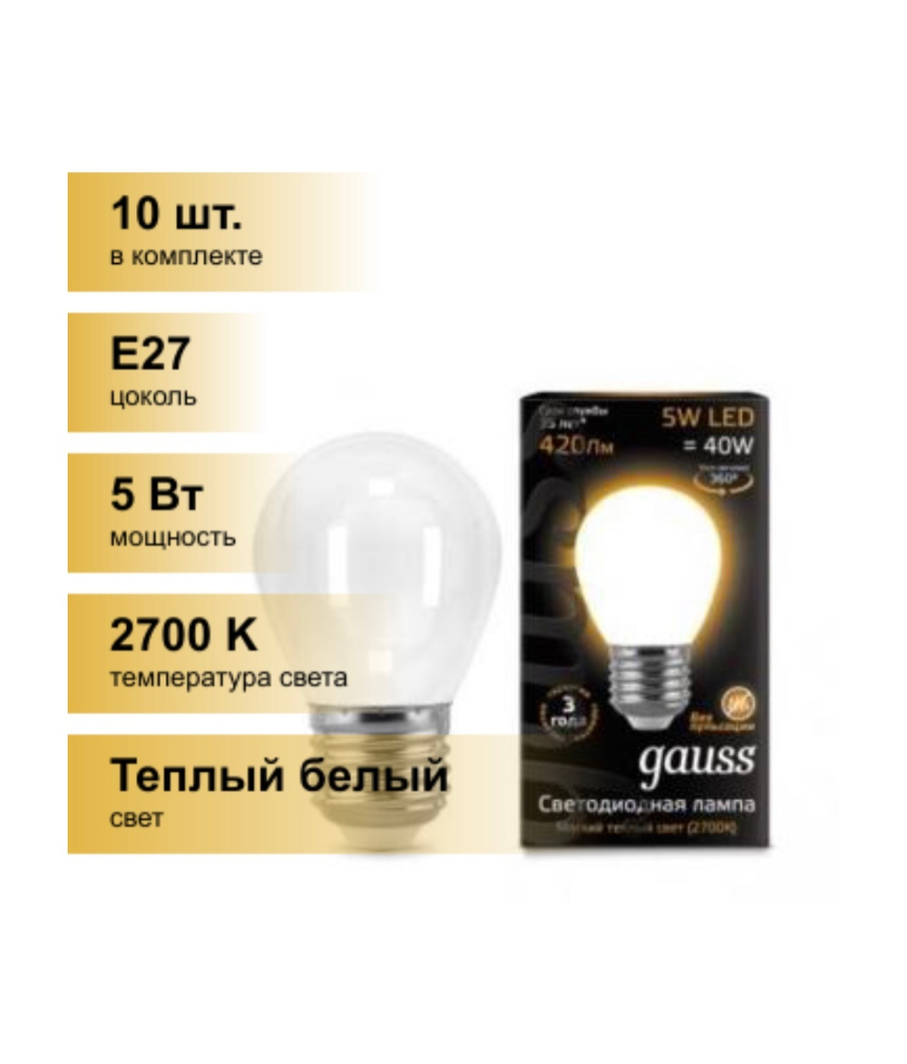 Светодиодная лампа gauss 105202105, E27, 5 Вт, 2700 К, 1 шт.