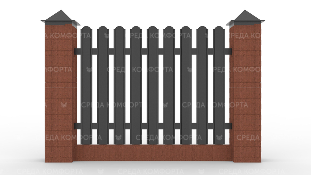 Забор из евроштакетника ZBR0052