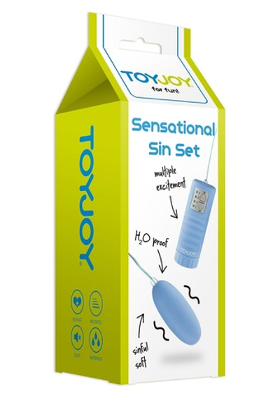 Голубое виброяйцо SENSATIONAL SIN SET - 6 см.
