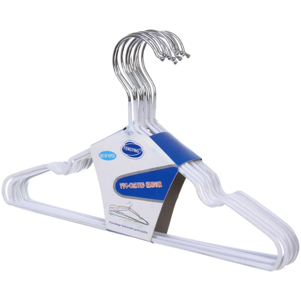 Плечики металлические нескользящие с полимерным покрытием 10шт «ТАРТИТАН», цвет белый, 30см (Селфи)●