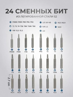 Электрическая отвертка аккумуляторная с набором бит для точных работ 28 в 1