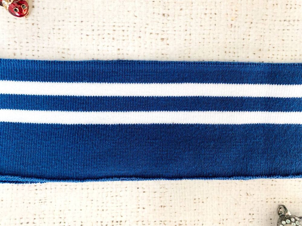 Подвязы трикотажные, ш. 7 см, L 135 см, синий с белым